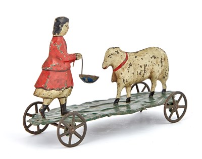Lot 85 - Lamb and Figure Tin Toys Circa 1875 Two tin...