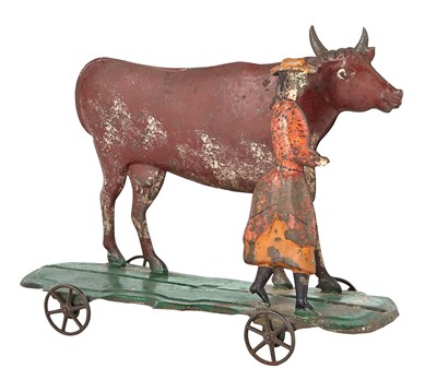 Lot 58 - Woman and Cow Tin Toy George Brown Style of...