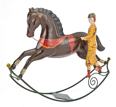 Lot 116 - Rocking Horse with Trainer Tin Toy Althof,...