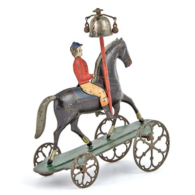 Lot 102 - Equestrian Bell Tin Pull Toy Pull toy of...
