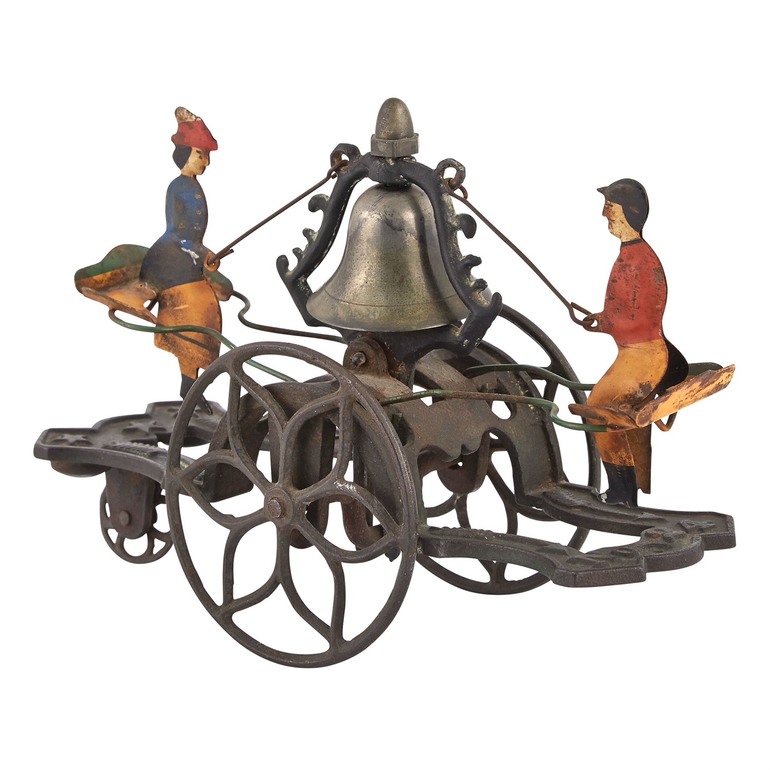 Lot 101 - See-Saw Bell Ringer with Two Figures Cast Iron...