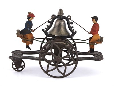 Lot 101 - See-Saw Bell Ringer with Two Figures Cast Iron...