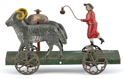 Lot 106 - Woman and Two Rams Tin Bell Toy Althof,...