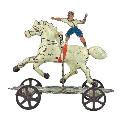 Lot 83 - Bareback Horse Rider Tin Toy Small size bare...