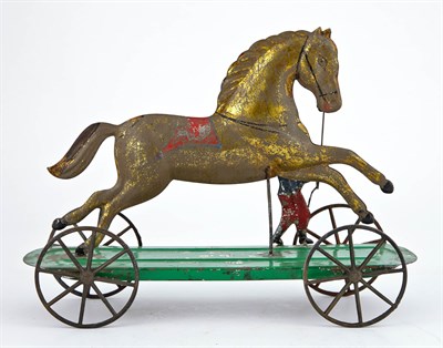 Lot 64 - Horse and Trainer Tin Toy Large size horse...