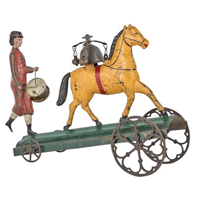 Lot 100 - Horse and Drummer Bell Toy Althof, Bergmann...