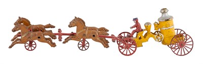 Lot 138 - Large Cast Iron Four Horse Fire Pumper Cast...