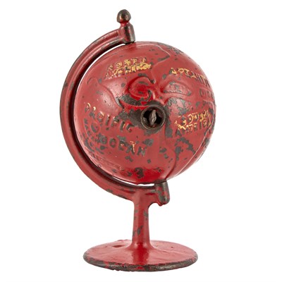 Lot 265 - Red Globe on Arc Cast Iron Spinning Bank Grey...