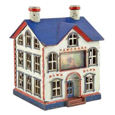 Lot 45 - Panorama Cast Iron Bank J & E Stevens Co....