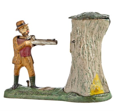 Lot 32 - Teddy and the Bear Cast Iron Mechanical Bank J...