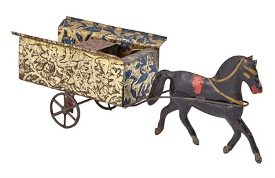 Lot 120 - Horse and Buggy Tin Toy Ornate gilded and...
