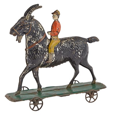 Lot 57 - Large Billy Goat with Rider Tin Toy Large...