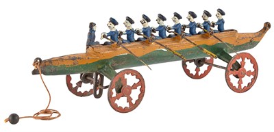 Lot 131 - Painted Cast Iron Model of a Rowing Crew...