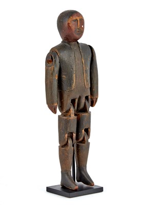 Lot 153 - Articulated Wooden Figure Carved and stained...
