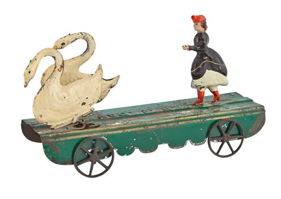 Lot 82 - Twin Swans and Figure Tin Mechanical Toy Two...