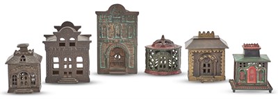 Lot 1353 - Group of Six Cast Iron and Metal Still Banks...