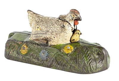 Lot 18 - Hen and Chick Cast Iron Mechanical Bank J & E...