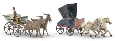 Lot 1358 - Painted Tin Horse and Carriage With two horses...