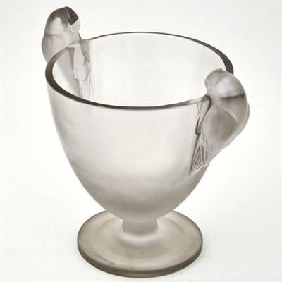 Lot 226 - R. Lalique Molded and Frosted Glass Ornis Vase...