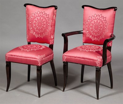 Lot 287 - Set of Eight French Art Deco Upholstered Black...