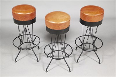 Lot 340 - Set of Three Black-Painted Metal and...