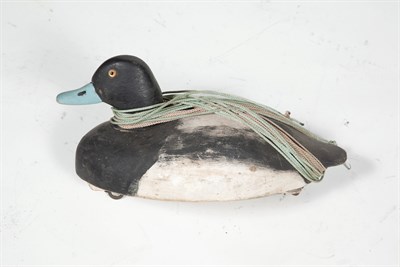 Lot 192 - BLUE BILL DRAKE DECOY Carved and painted decoy...