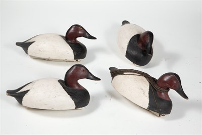 Lot 200 - FOUR CANVASBACK DUCK DECOYS Four carved and...