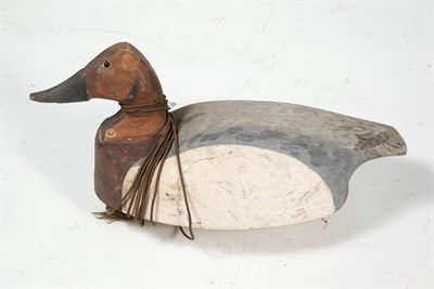 Lot 203 - CANVASBACK DUCK DECOY Carved and painted decoy...