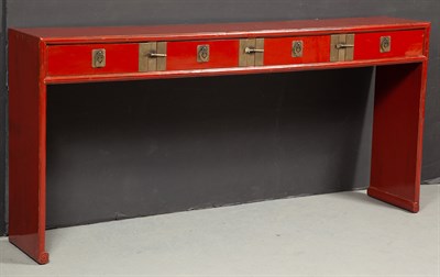 Lot 419 - Chinese Red Lacquered Table Height 34 inches,...