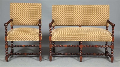 Lot 305 - Baroque Style Stained Wood Upholstered Settee...