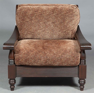 Lot 566 - Pair of Stained Wood Upholstered Armchairs and...