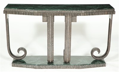 Lot 278 - Art Deco Style Marble and Iron Console Style...