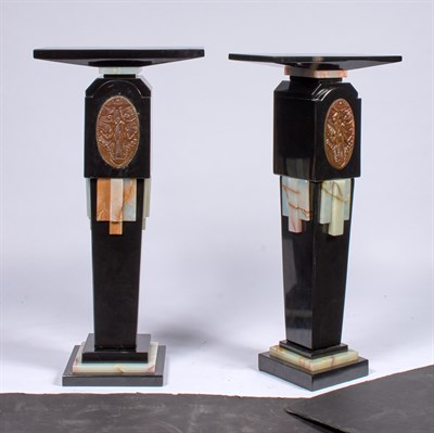 Lot 384 - Pair of Art Deco Style Metal-Mounted Black...