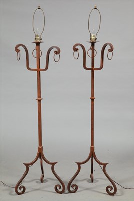 Lot 423 - Pair of Wrought Iron Floor Lamps Height 56...