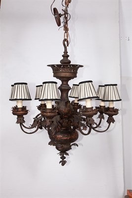 Lot 369 - Tôle Peinte Eight-Light Chandelier Height 30...