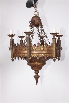 Lot 378 - Gothic Revival Gilt and Patinated Metal...
