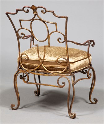 Lot 331 - Jean-Charles Moreux Gilt Iron Armchair Shaped...