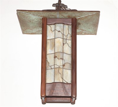 Lot 371 - Arts & Crafts Style Stained Wood, Leaded Glass...