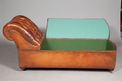 Lot 156 - Brown Leather-Upholstered Chaise Lounge The...