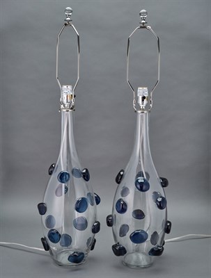 Lot 582 - Pair of Glass Bottle Form Lamps Height 21 1/2...