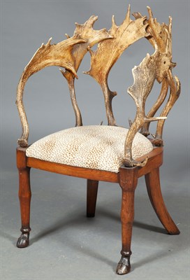 Lot 431 - Antler and Oak Armchair Height 39 1/2 inches,...