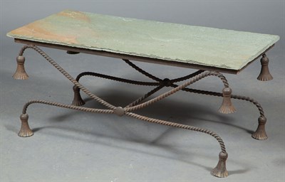 Lot 568 - Iron and Slate Low Table Height 17 1/2 inches,...