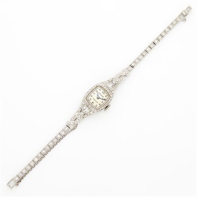 Lot 1270 - Platinum and Diamond Wristwatch