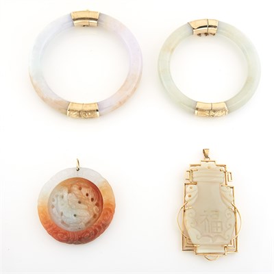 Lot 1540 - Group of Gold, Jade and Opal Jewelry