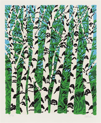 Lot 191 - Neil Welliver (1929-2005) WHITE BIRCHES Color...
