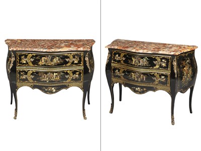 Lot 332 - Pair of Louis XV Style Black-Painted and...