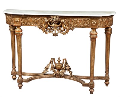 Lot 355 - Louis XVI Style Giltwood Marble Top Console...