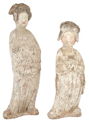 Lot 25 - Two Chinese Painted Pottery Court Ladies Tang...