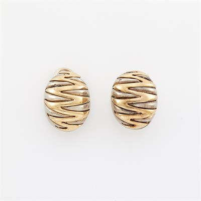 Lot 1067 - Gold and Silver Dome Earclips, Tiffany & Co.