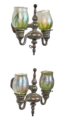 Lot 249 - Pair of Tiffany Studios Bronze and Hand-Blown...
